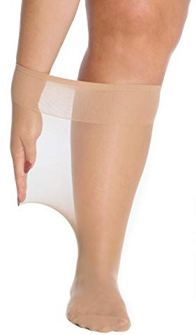 Plus Size Wide Stretch Fit Knee High Pop Socks Sheer 20 Denier, Single Pair