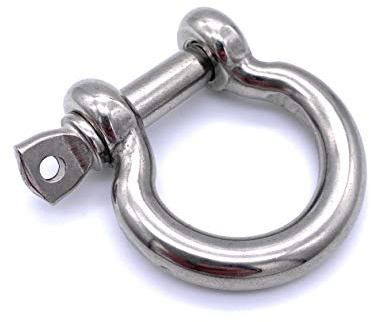 5 Stk. Schäkel geschweift Edelstahl V4A Ø 6 mm | EINGEPRÄGTE Tragfähigkeit (WLL): 380kg [Größe Wählbar 4-20 mm] Niro INOX Omega geschweifte Form (6mm)