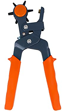 Pinza de troquelado, agujeros para cinturón, perforadora, perforadora para cinturones y cuero, 6 tamaños de orificios, plástico, naranja