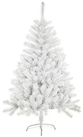 SOLAGUA Árbol de Navidad Artificial Abeto de Hoja Espumillón 150-240cm Arboles C/Soporte Metálico (Blanco Brillo, 180cm 470Tips)