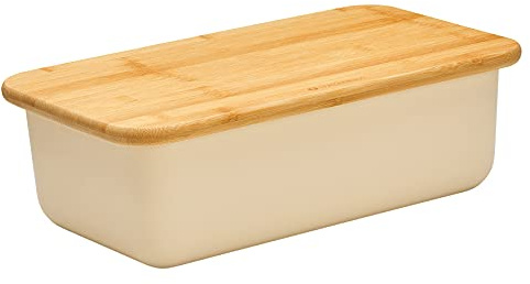Zassenhaus Brotkasten LOFT, Brotbox mit Schneidebrett-Deckel, Creme | Bambus-Schneidebrett, hochwertiger Kunststoff, stilvolles Aufbewahren von Brot und Gebäck, praktisches Zubehör, 40×23,5 cm