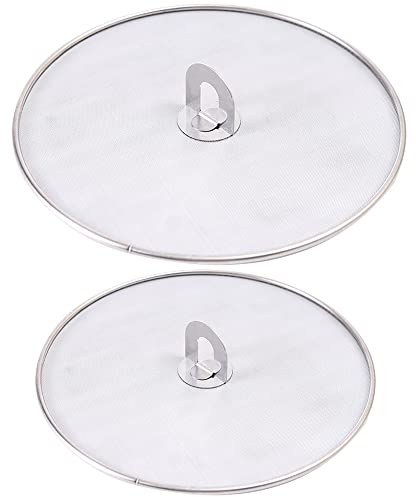 FISHSHOP Tapa Antisalpicaduras Cocina 2PCS Salpicaduras de Protector Acero Inoxidable, Tapa a Prueba de Aceite Sartenes, Sartenes Tapa a Prueba de Aceite, Pantallas de Salpicaduras de Grasa