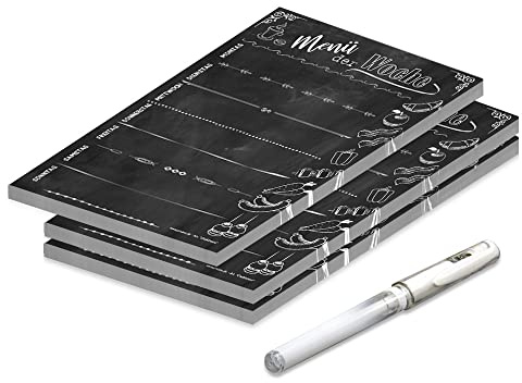 PRICARO EssensplanerChalkboard, magnetisch, A5, 25 Blatt, 3 Stück