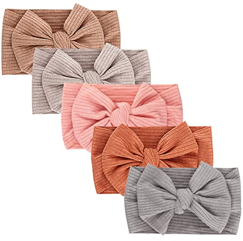 DRESHOW 5 Pièces Bébé Bandeaux Bébé Fille Bandeau Cheveux Bande de Cheveux Arc Bande de Cheveux Bandeaux Accessoires Bébé Fille Enfant Turban Bandeau