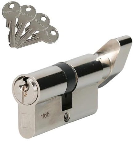 Cylindre à bouton 5 goupilles 5G laiton nickelé B30x30 sur variure MV2mm - HERACLES - C100B10MV2