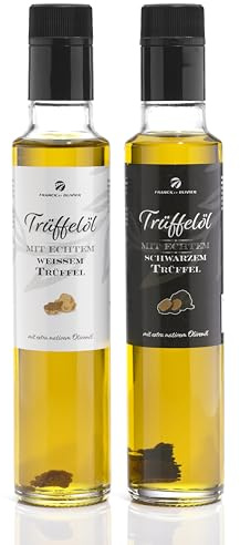 Gourmet Lot d'huile de truffe (2 x 250 ml) avec véritable truffe noire et blanche, à base d'huile d'olive vierge, pour sauces et pour affiner les plats, convient aux régimes végétaliens et sans gluten