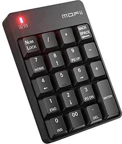 MOFII Number Pad - Black Wireless Bluetooth 5.1 Numeric Keypad Silent 19 Keys USB Keypads, Portable Financial Accounting Numpad 10 Key for Laptop/Notebook/Surface Pro/PC