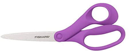 Fiskars Ciseaux pour les jeunes de 15 à 18 ans, Droitier, Longueur totale : 20 cm, Acier inoxydable/plastique, Violet, 1067865