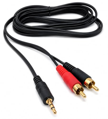 DRUT Stereo Aux Cable, 3m 3.5mm to Twin RCA Black | Durable, reliable connectors. No drivers needed, plug & play. Great for Hi-Fi systems, laptops, phones, mixers, and...