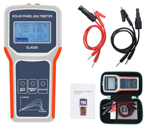 Geloo 400W Testeur de panneaux solaires photovoltaïques MPPT Multimetro Handheld Portable Alimentatori Auto Manual Smart MPPT Open Circuit Voltage Troubleshooting Tool EL400B per Solar PV Testing
