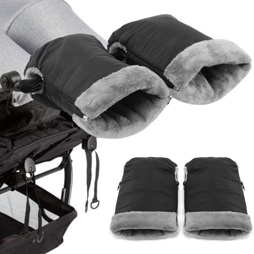 Kinderwagen Handmuff, Kinderwagen Fleece Handmuff, Winter Baby Kinderwagen Handschuhe, Wasserdicht und Winddicht Anti-Freeze Fleece Gefüttert, Extra Lange Handschuhe für Kinderwagen Buggy, Fahrrad und