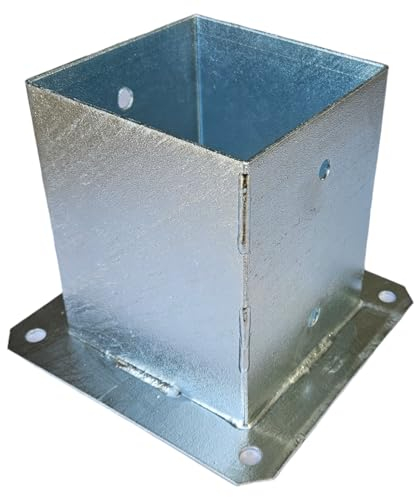 MiG-met - Aufschraubhülse - 120x120x150mm - Bodenhülse - Pfostenträger - Vierkantrohr - Poliert Balkenschuh aus edelstahl - Sonnenschirm Bodenanker - für Zäune, Schuppen, Pergolen