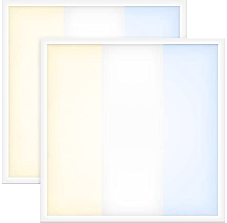 2x LED Panel 62x62cm 40W 3CCT variables weiß 3000/4000/6500K 5300lm 130 Lumen/Watt flimmerfrei UGR<22 Einbau Rasterleuchte Einlegeleuchte Deckenleuchte Odenwalddecke OWA 620x620x27mm