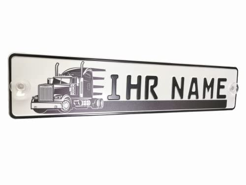 LKW Truck Fahrerschild Schild Namensschild mit Name oder Text Funschild Fun Schild Wunschtext AUTO Trucker Car Schwarz, Geburtstag Geschenk