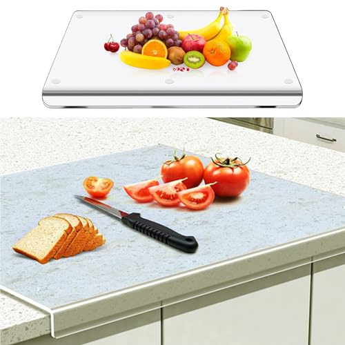 Tabla de cortar de acrílico transparente de 3 mm, antideslizante, resistente a los arañazos, con borde de tope para encimera de cocina, tabla de cortar carne para el hogar, restaurante