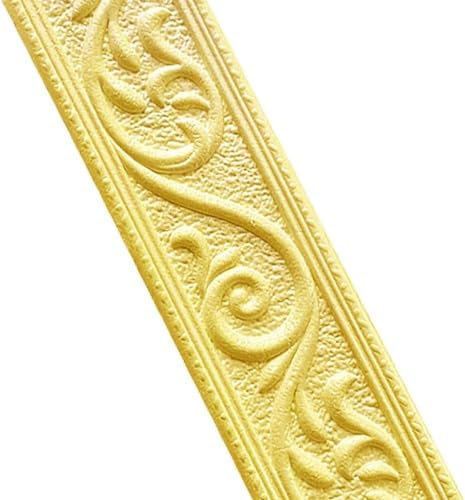 Tapetenbordüren, selbstklebend, 230 cm x 4,8 cm x 6 mm, 3D-Weinblatt-geschnitztes Muster, wasserdicht, Sockelleisten-Zierlinie, Bordüre, Wandverkleidung for Ecklinie, Deckenbordüre ( Color : Gold )