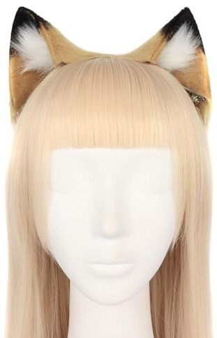 JAWSEU Löwe Cosplay Ohren Haarreif, Löwe ohren Stirnband Haarnadel Haarschmuck Handgefertigtes Katzenohren Fuchs Wolf Ohren Tierohren Kopfschmuck für Halloween Karneval Party Cosplay Kostüme Zubehör