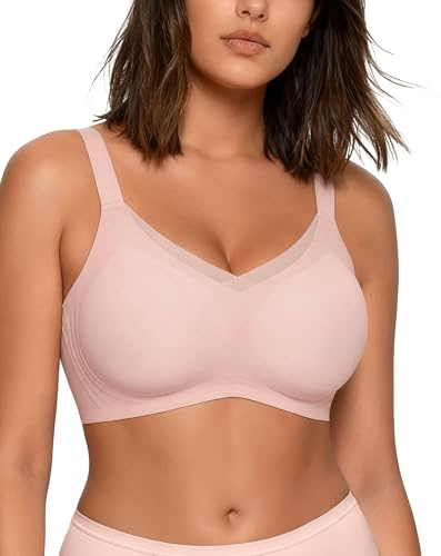 HORISUN Damen Ohne Bügel BH, Komfort Nahtloser Push Up Bralette Mit Starker Halt Mesh Spitzen Bustier Für Große Brüste Bügeloser BHS