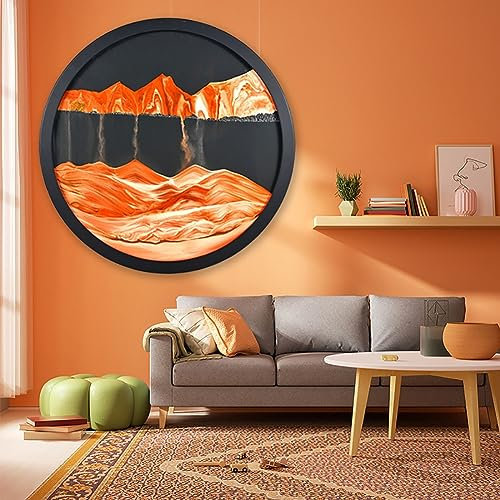 17.3''Peinture De Sable Qui Coule, Cadre De Sable En Mouvement, Image De Sable Dynamique, Cadre Sablier 3D En Verre Rond, Image D'art De Sable En Mouvement Pour Enfants, Garçons, Adultes Cadeaux ( Col