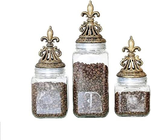 SilteD European Glass Storage Jars Kitchen Cupboard Resin Cover Grain Dispenser Desktop Retro Candy Jar Home Decoration (Color : Transparent, Size : S)