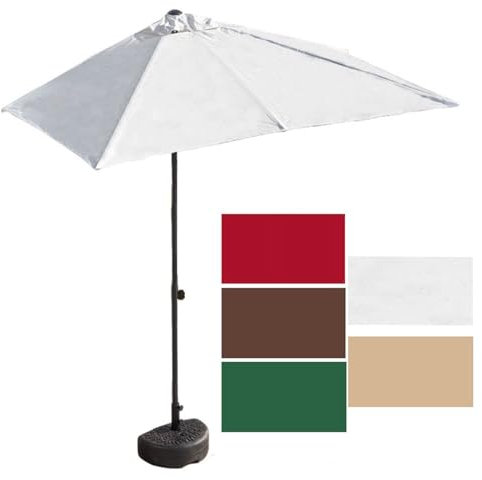Demi Parasol Balcon Appartement avec Socle Pied, Parasol de Jardin Rectangulaire Réglable en Hauteur, Auvent Polyester Imperméable Rouge, Vert, Marron, Blanc, Kaki ( Couleur : Blanca , Taille : S )