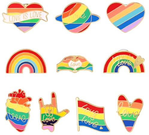 10St Progress Pride Anstecker, LGBT Anstecker Emaille Regenbogen Anstecker Regenbogen Brosche Lesbisch Schwul LGBTQ Anstecker Gay Anstecker für Männer Frauen Kleidung Hüte Taschen
