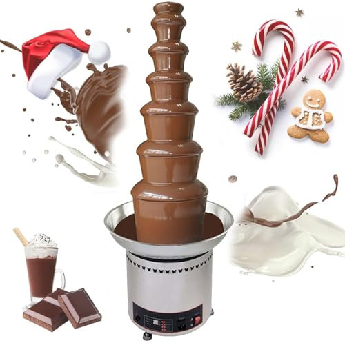 CFDZCP Chocolate Fountains 6/7 Tier Electric Chocolate Fountain Machine With Hot Melting Pot Base，Commercial Hot Chocolate Fondue For Fruits, Nuts, Treats, BBQ Sauce, Ranch, Cheese(7Tier)