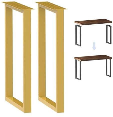 2 Stück Tischbeine Metall Tischkufen Vierkantprofil Möbelfüße Tischgestell Schwerlast Ersatz Couchtischbein 30x43cm 40x62cm Für Moderne Couchtisch Esstisch Wohnzimmertisch(Gold,Width 50 x Height 72cm)