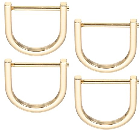 PATIKIL 4 Stück 3.3x3.4cm Schäkel D Form 1 Hufeisen U-Form D-Ring Hellgold | Halbkreis Schnallen, Zinklegierung, Schraubenverschluss, Ersatz für Tasche Schlüsselanhänger Kragen Zubehör