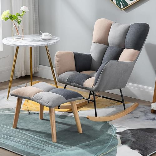 VNNHGB Mecedora Silla de Lectura Sillón de jardín Sillón Relajante Sillón con Respaldo y reposapiés para balcón Dormitorio Sala de Estar