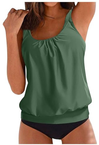 TYUIOP Tankinis Tankini Damen bauchweg bademode Set Freizeit Badeanzug große größen mit bügel badekleid schwarz weiß Bein