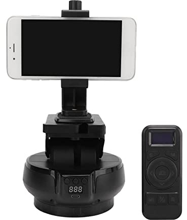 2.4G Motorized Rotating Panoramic Tripod Head, Remote Control Pan Tilt Head with Remote Control and Mobile Phone Clip for Cameras Phones