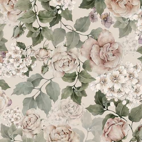 CiCiwind Peel and Stick Wallpaper Vintage Floral Contact Paper Farmhouse Flower Removable Self Adhesive Retro Rustic Wall Paper for Bedroom Bathroom Cabinets 17.3 × 78.7