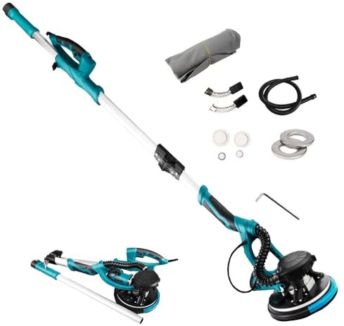 KYZTMHC Ponceuse Platre, 800W Ponceuse Murale Électrique Pliable, avec Disque De Ponçage et LED, Vitesses Ajustables, pour Plafonds,Parquets,Murs Intérieurs