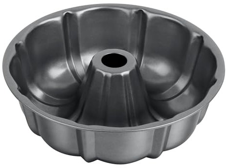 Onader 10 Inch Fluted Cake Tin, Non-Stick Carbon Steel Ring Cake Mould Round Baking Pan, Non-Toxic & Healthy, Heavy Duty & Leak-Proof, Easy Release & Clean, Grey