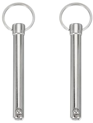 sourcing map Schnellspannstift, Durchmesser 10 mm, nutzbare Länge 65 mm, Gesamtlänge 107 mm, Bimini-Oberstift, Marine-Hardware, Karbonstahl für Bootszubehör, 2 Stück