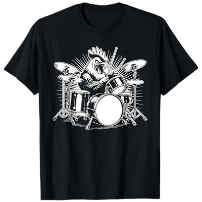 Drumming Chicken Drummer Drums Music Rock Band T-Shirt
