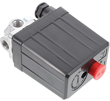 Housoutil Druckschalter Für Luftkompressor Mit Dualen Druckanzeigen Langlebigem Kunststoffgehäuse Einfache Montage Einstellbarer Druckregler Für Präzise Steuerung in Kompressoranwendungen