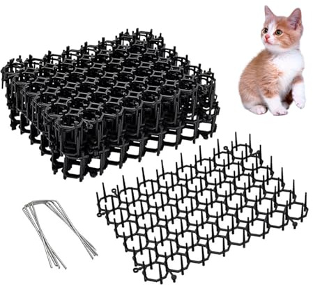 Dornengitter Gegen Katzen,15 Stücke Katzenabwehr Matte 20x15cm,Tier Barriere mit Spikes,Anti Katzen Matte,Katzengitter Garten,Dornengitter Tier-Barriere