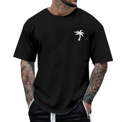 Oversized Tee T-Shirt Homme, Col Rond Manches Courtes Basique Imprimé Tee Shirt Top Basic Crew Neck Hip Hop Garçons Streetwear Chemise Coupe Ample Confortable Été Respirant Oversize Blouses