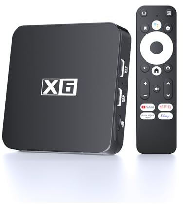 Android TV Box 4K HDR Boitier Android TV Compatible avec Google Play et Netflix 4K, Audio Dolby, HDR10, Dualband Wi-FI, Bluetooth 5.0, AV1 et Ethernet, 2go RAM 16go ROM Streaming Box, Assistant Vocal