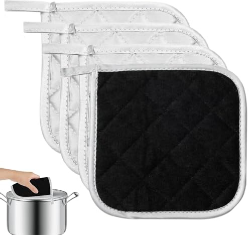 4 Pezzi Presine da Cucina in Cotone Accessori per Cucina Pentole Forno Resistente al Calore Lavabile Grande