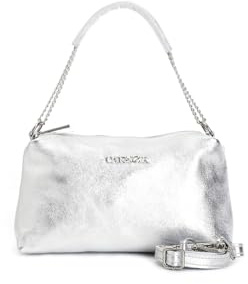 CAFèNOIR - Camera Bag In Pelle Metallizzata Con Manico In Catena Con Manigliotto E Nappina, Da Donna, Colore Argento, Taglia Unica