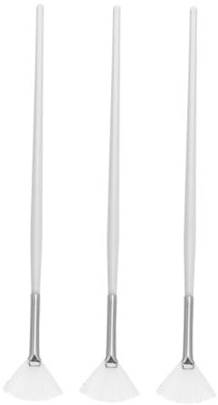 NOLITOY Pennelli Applicatori Spazzola Bianca Set da 3 per Maschera Viso a Forma di Ventaglio in Legno e Fibra per Maschere Fai da Te per Donne