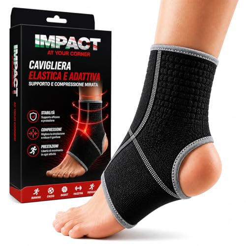 Impact - At Your Corner Tobillera Elástica de Compresión - Soporte Ortopédico de Tobillo para Esguinces, Tendinitis, Dolor Articular y Recuperación de Lesiones - Banda Ideal para Deporte y Uso Diario