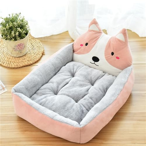 XXIUDEE Cama ortopédica para perros, tamaño mediano, lavable, calmante y antiansiedad, colchón rectangular para jaula de perro y almohadilla con cojín extraíble lavable (70 x 55 x 15 cm, rosa)