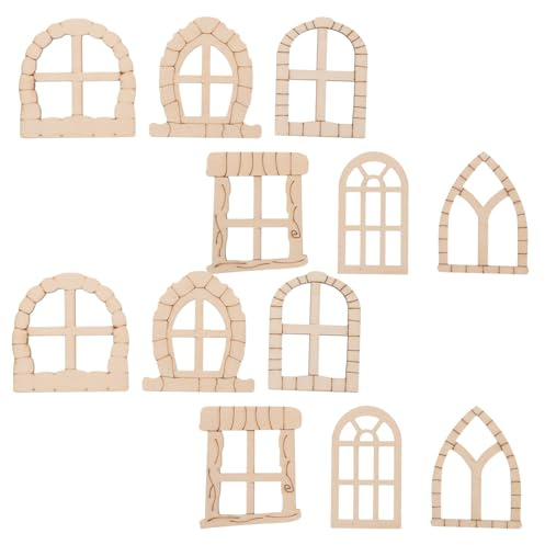 Finestre e Porte in Legno Miniatura 25 Pezzi, Set Grezzo | Giardino in Miniatura e Balconi, Effetto Decorativo, Uso Versatile DIY Non Rifinito