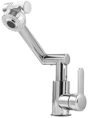 Gettimore Rubinetto miscelatore cromato per lavabo da bagno con beccuccio girevole a 360 gradi, leva singola per lavabo caldo e freddo per acqua