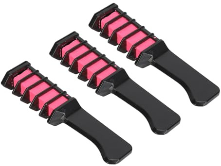 TARSHYRY Peigne à Craie pour Cheveux Lavable, Couleur Rose, 3 Pièces, pour Bricolage, Teinture Temporaire pour Cheveux Vibrants, pour Cosplay, Fête D'anniversaire, Noël