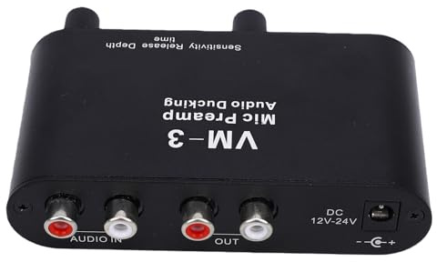 Diyeeni Microphone Preamp, 36dB Adjustable Gain Mic Preamplifier with Sound Ducking for Dynamic Condenser Mics, 6.35mm 3.5mm AV Input Output